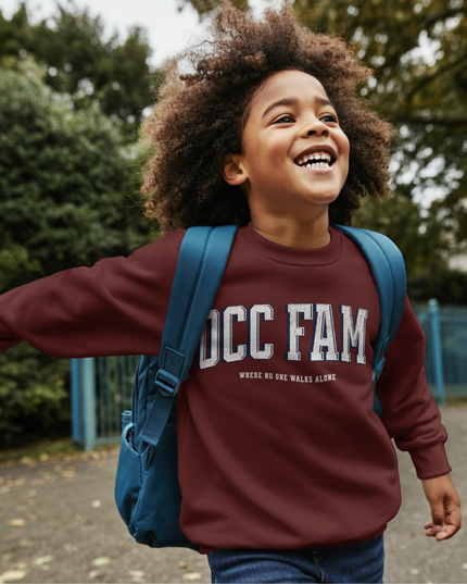 YOUTH : OCC FAM Maroon Varsity Sweatshirt