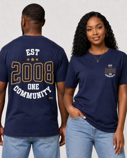 EST 2008 ONE COMMUNITY TEE: NAVY
