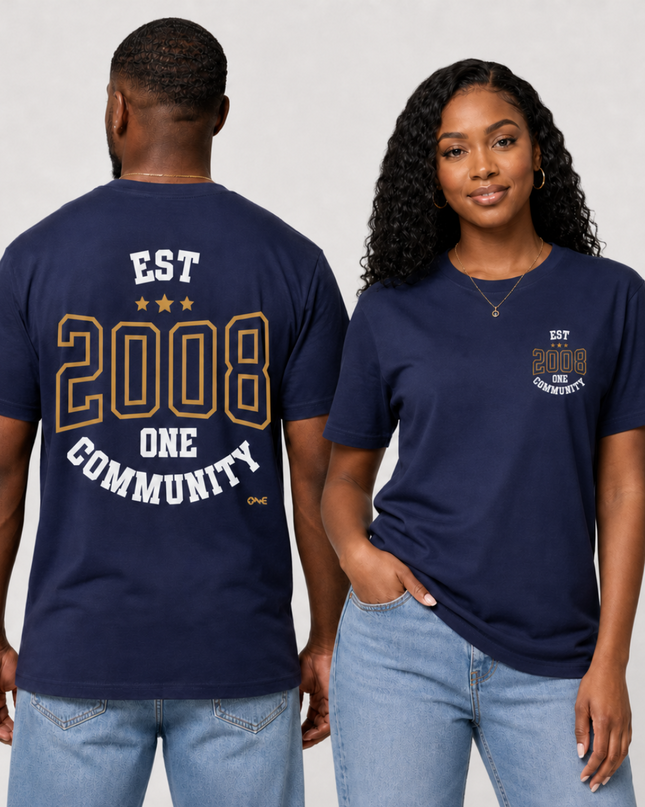 EST 2008 ONE COMMUNITY TEE: NAVY