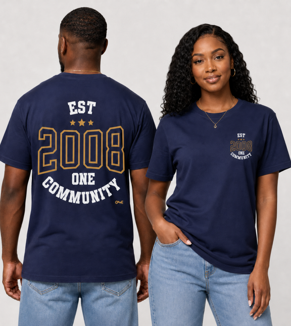 EST 2008 ONE COMMUNITY TEE: NAVY
