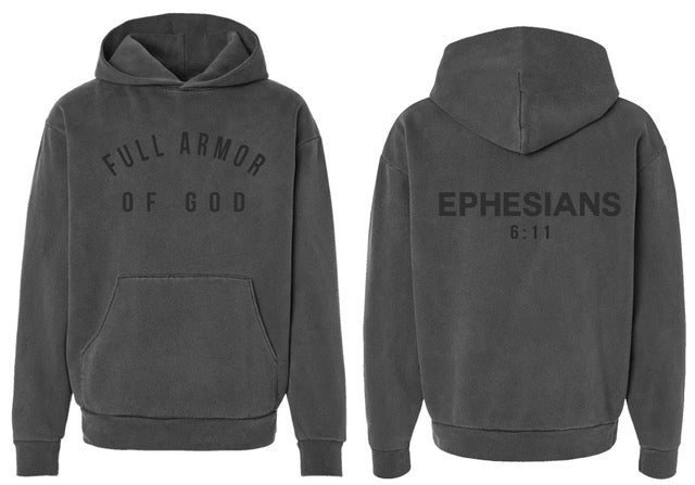 Full Armor of God Oversized Hoodie - Charcoal Vintage