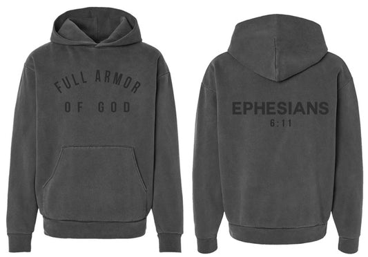 Full Armor of God Oversized Hoodie - Charcoal Vintage