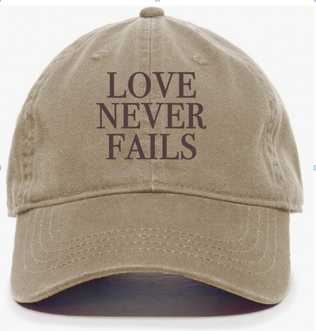 Love Never Fails baseball cap