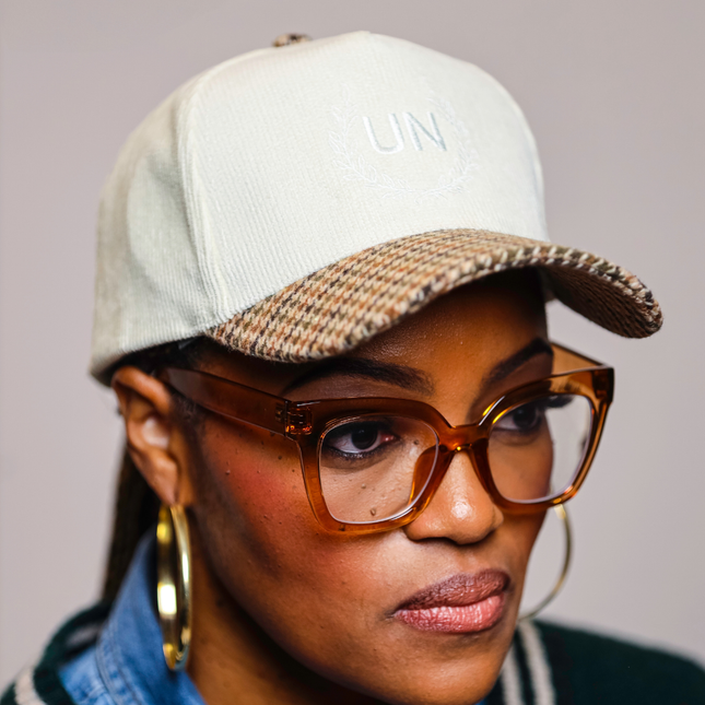 Unapologetic Corduroy Cap - Plaid/Ivory